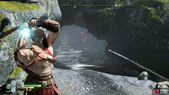You can pin this enemy back with arrows and axe throws