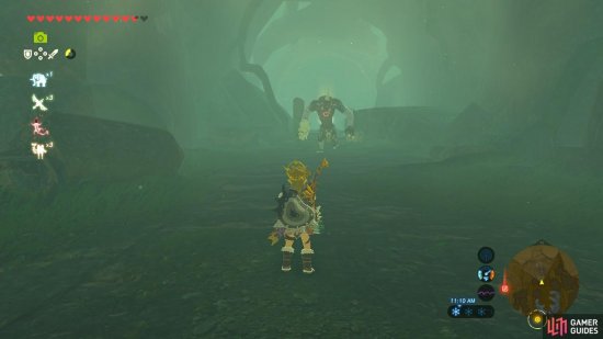 A Moblin sits right in the middle of the Spring of Power