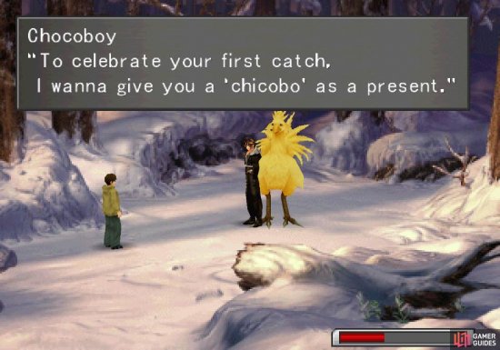 Catch your first chocobo and the Chocoboy will give you a chicobo