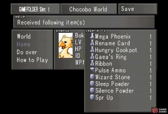 which you can use to gain impressive items from Chocobo World.