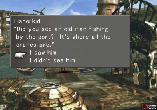 Talk to the Fisherkid near the docks