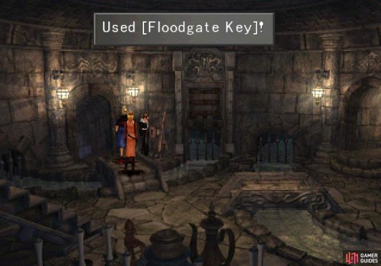 Return to the dungeon near where you fought Red Giant  and use the key to unlock a lever and pull it to drain some water.