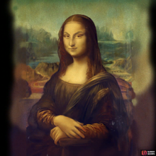 but the fake Mona Lisa has sharp brows.