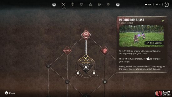 Resonator Blast can be found on the left of the skill tree