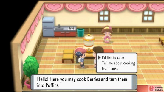 Speak to this lady to start cooking Poffins.