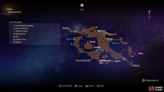The map for Kyrd Garrison in Calaglia