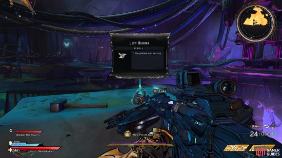 to find the Left Behind Scroll sitting on a crate. 