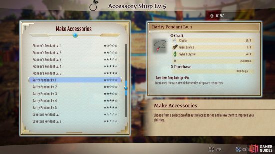 The Rarity Pendant accessory makes it easier to get the rare drops from monsters