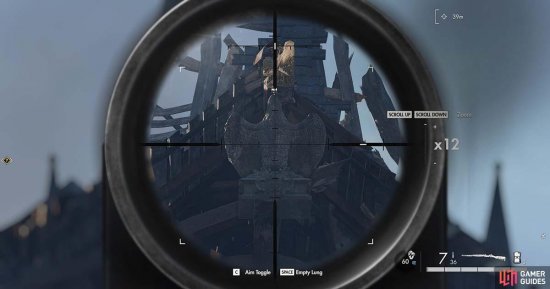 There it is, smack bang in the centre of your sniper scope.