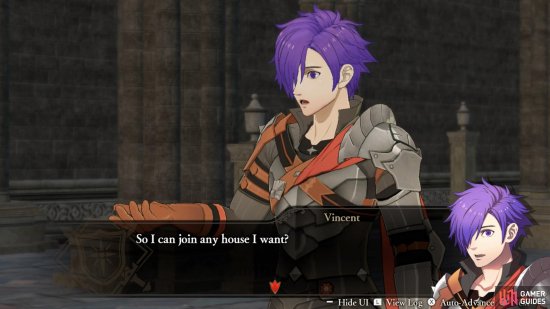 As compensation (or bribery), Shez can join any of the three houses.