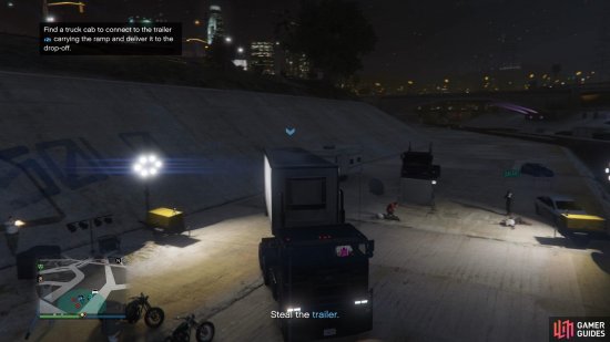 then use the nearby truck to steal the trailer. 