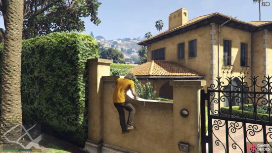 Climb over the wall to get into the property 