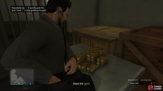 Steal the gold in the vault until your bag is full
