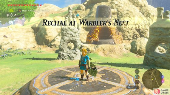 Recital At Warbler S Nest Shrine Quests Quests The Legend Of Zelda Breath Of The Wild Gamer Guides In order to reveal it, you must complete the corresponding shrine quest. recital at warbler s nest shrine