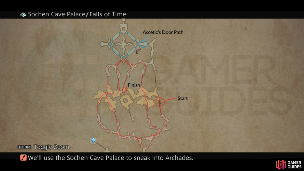 A map of the two puzzles to access optional areas of Sochen Cave Palace. 