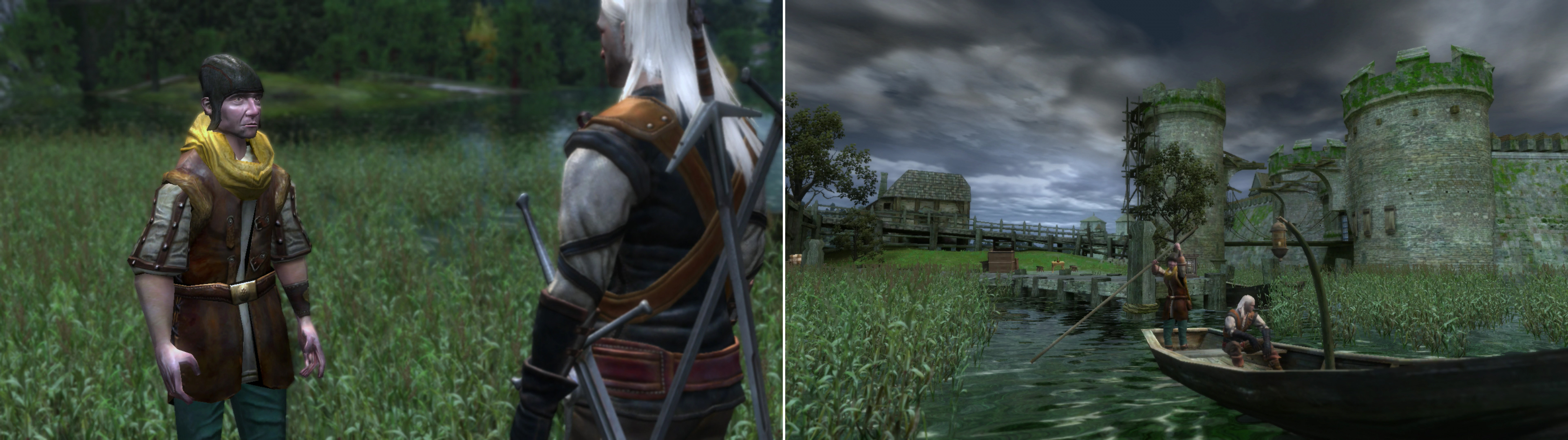 When you're ready, pay the Ferryman his Orens (left), and travel to the Swamp Forest (right).