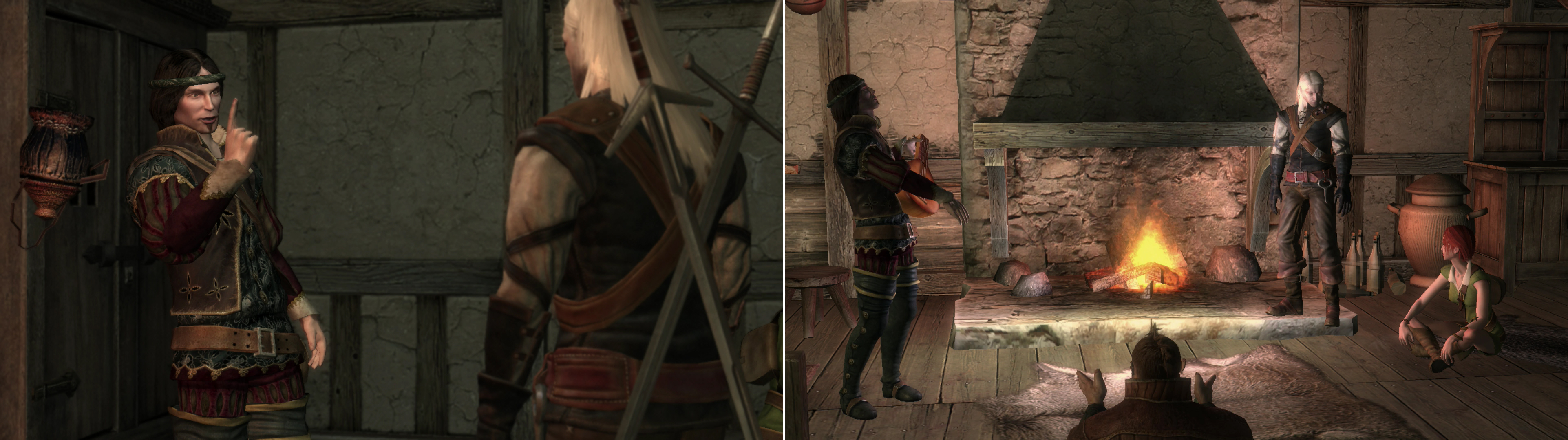 At Shani's party you'll meet Dandelion-poet, spy, scoundrel, and another forgotten friend from Geralt's past (left). Chat everybody up, be merry, and be sure to give Shani some Red Roses afterwards to thank her (right).