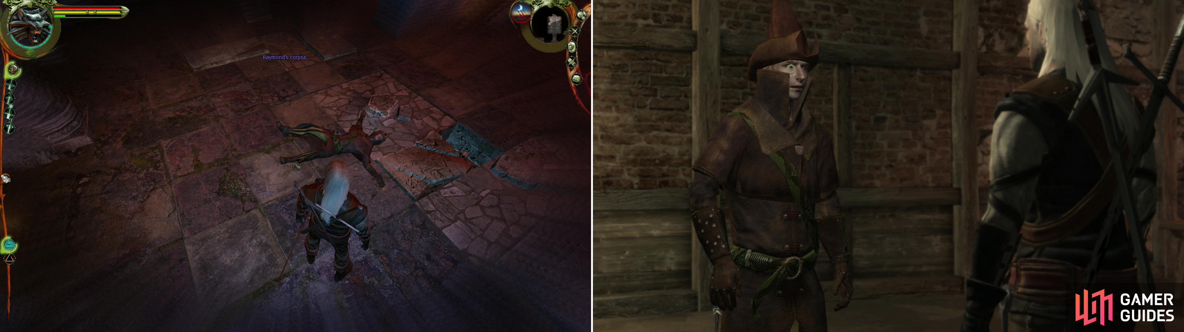 While exploring a crypt in Vizima's Cemetery, you'll make a grisly-but not unexpected-discovery (left). A little role-playing with Azar-as-Raymond can prove interesting… and dangerous (right).