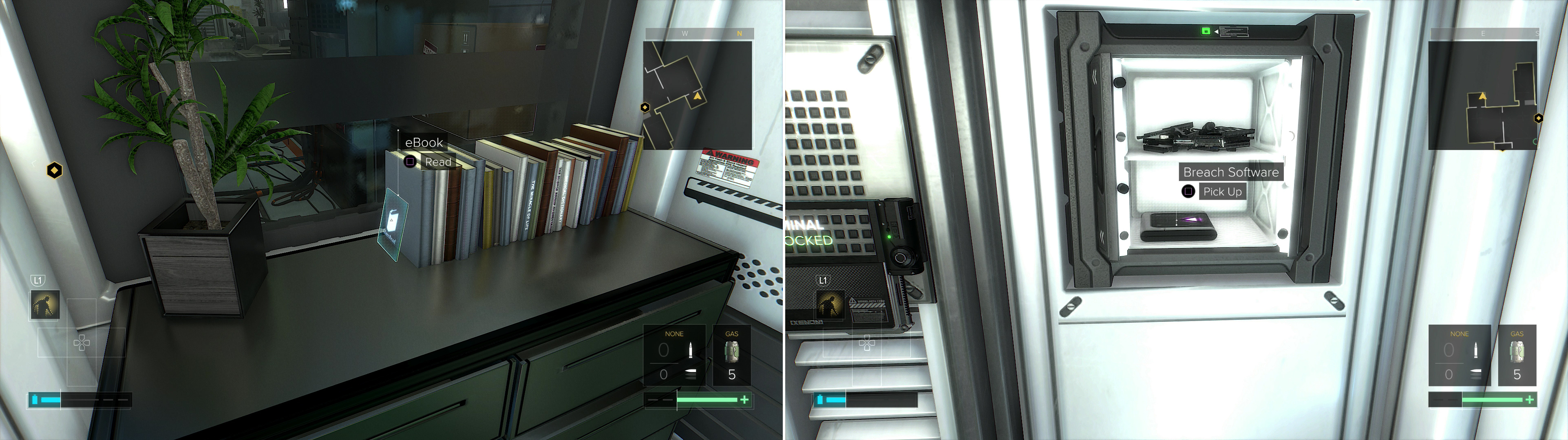 In the Forensics office you can find an eBook (left) and Breach Software #1 in a safe (right).