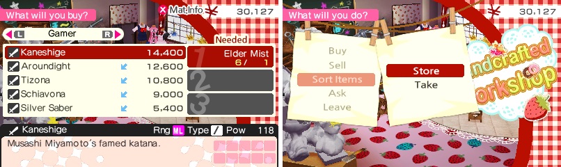 The Workshop functions as your main shop throughout the game, but it is also a storage for any extra items you want to keep away for a rainy day.