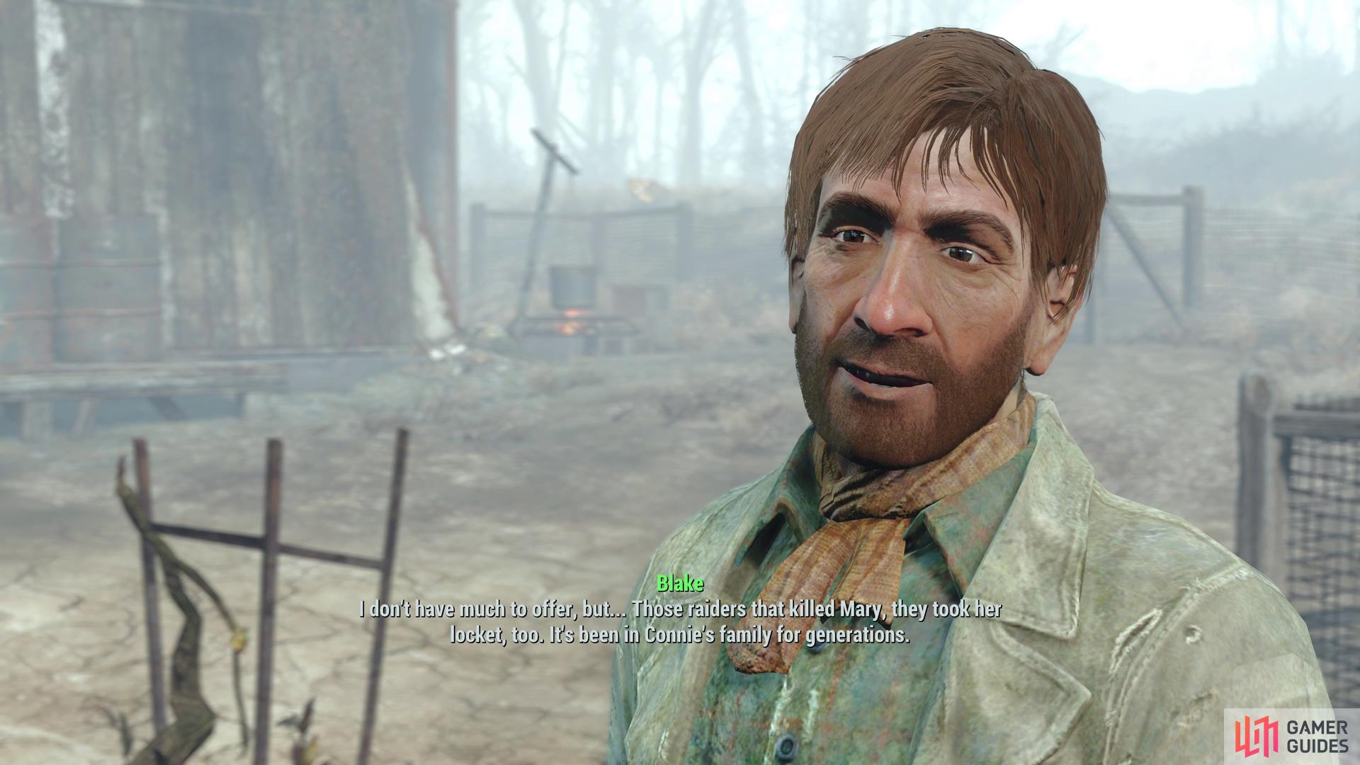Talk to Blake Abernathy to start the quest “Returning the Favor”.
