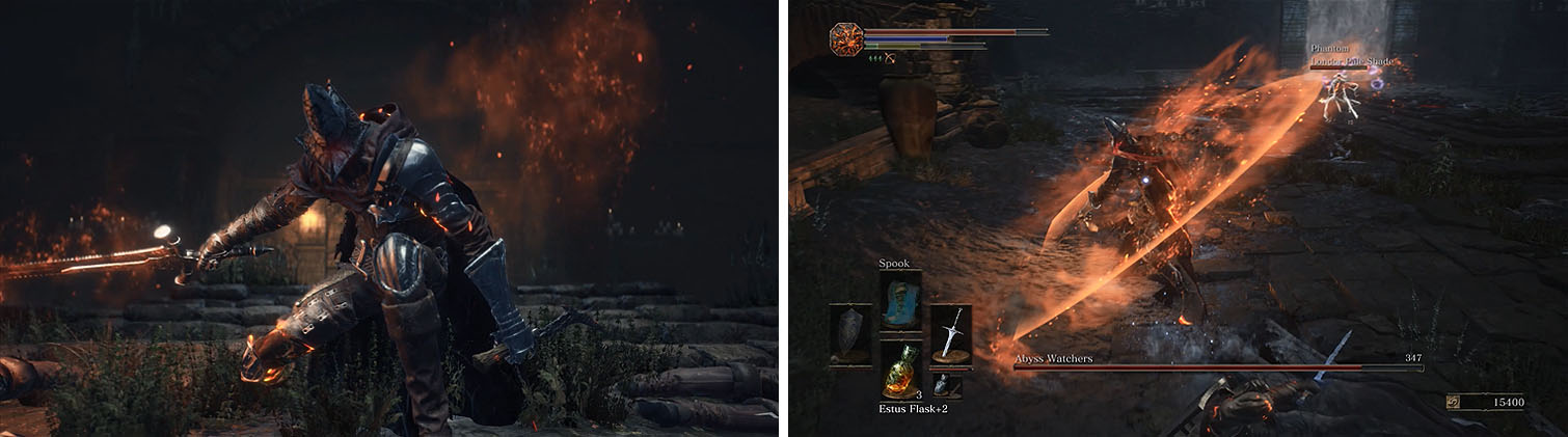 In Stage 2 you'll be dealing with a single Abyss Watcher, but this one has additional fire damage and range attached to its attacks.