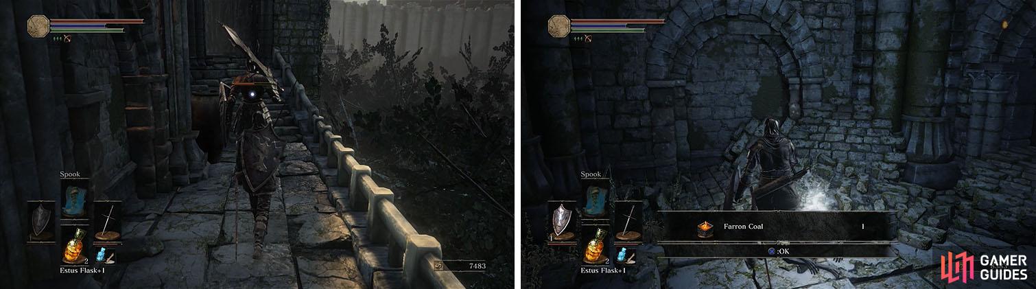 Defeat the Black Knight and then collect the Farron Coal at the dead end.