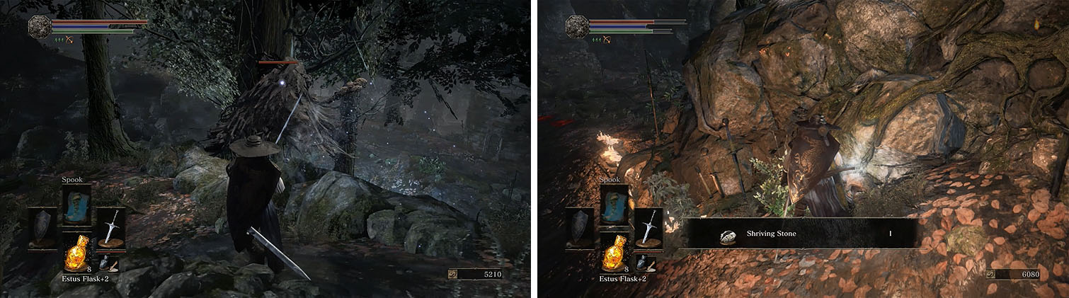 Defeat the Corvian Storyteller first and then collect the Shriving Stone.