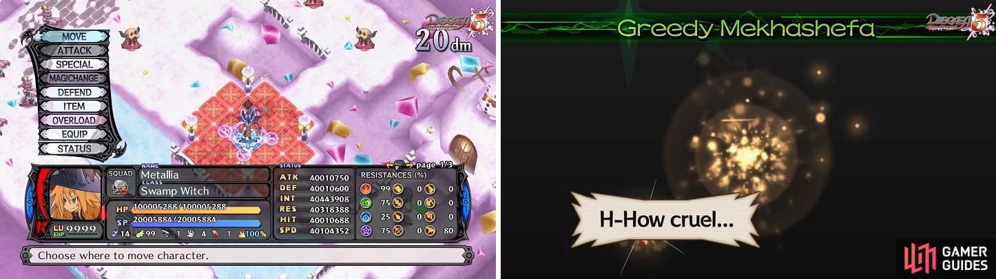 Once the Revenge Gauge (left) is full, certain characters will be able to use their Overload skill (right) to turn the tides of battle.