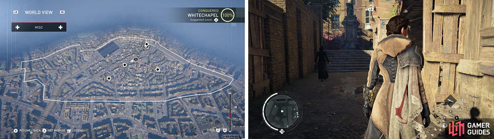 The Secrets of London can be found on the map (left). Location of Secret of London #29 pictured (right).