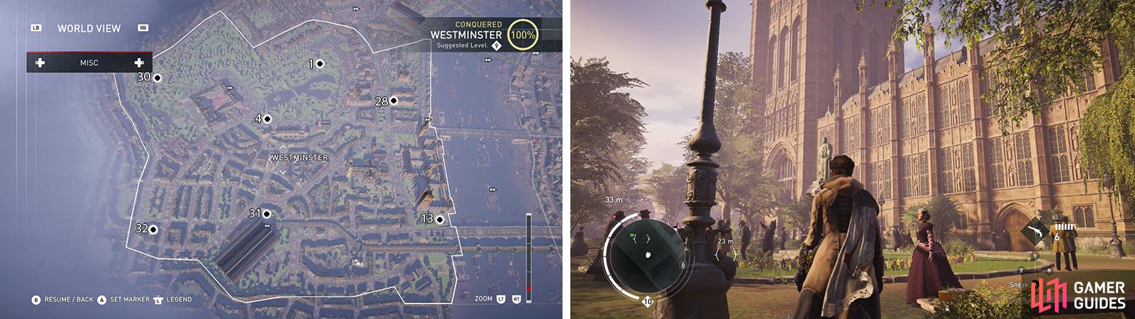 The Secrets of London can be found on the map (left). Location of Secret of London #13 pictured (right).