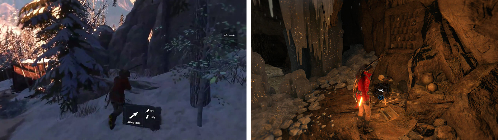 After ziplining down, look for an opening on the right of the path (left) leading to the first Crypt. Inside you'll find numerous collectibles including Document 01 (right).