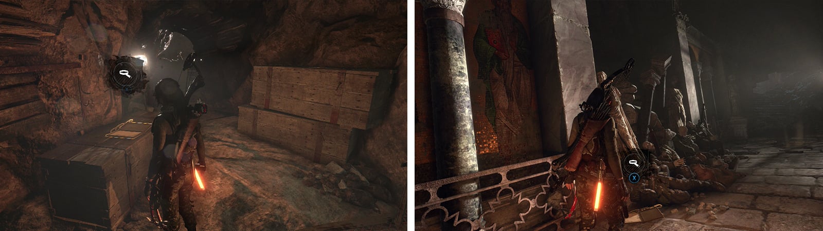 At the top of the first room you'll find Document 01 (left). When you reached the paved area, Document 02 can be found along the left wall (right).