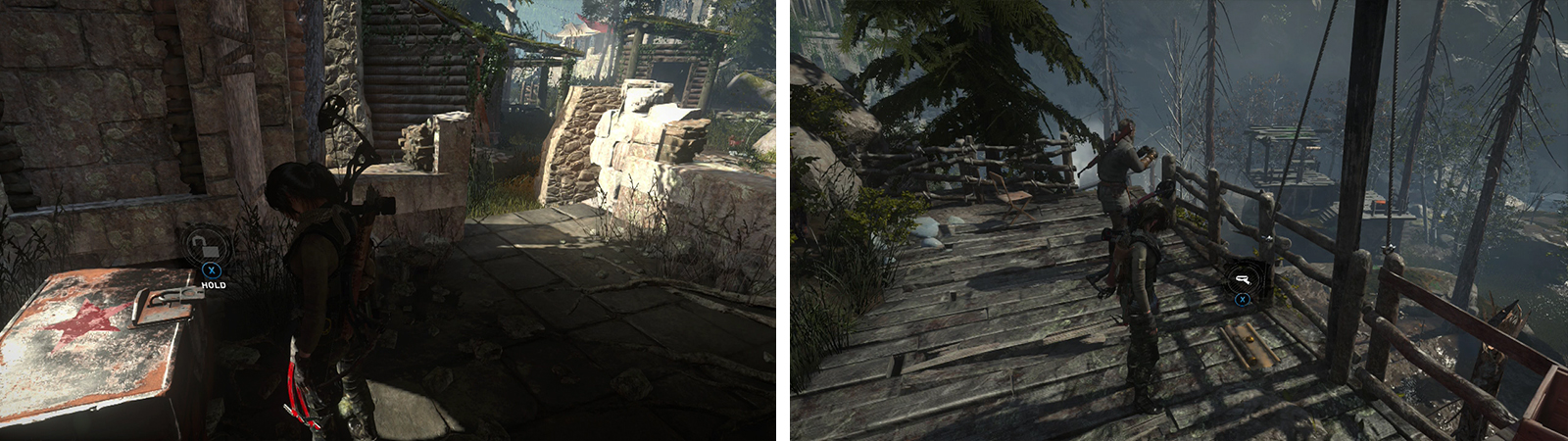 Inside the large ruin you'll find Document 02 and a Strongbox 02 (left). On the viewing platform to the north is Document 04 (right).