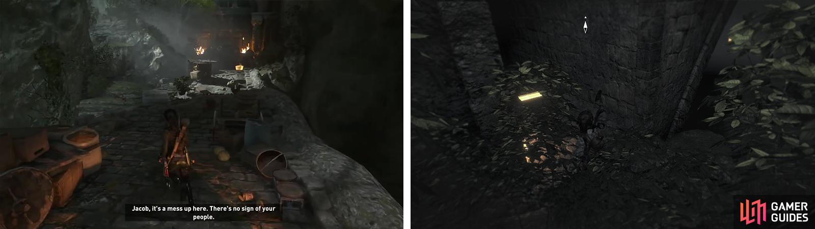After entering the region (left), look beneath the bridge to find Document 01 (right).