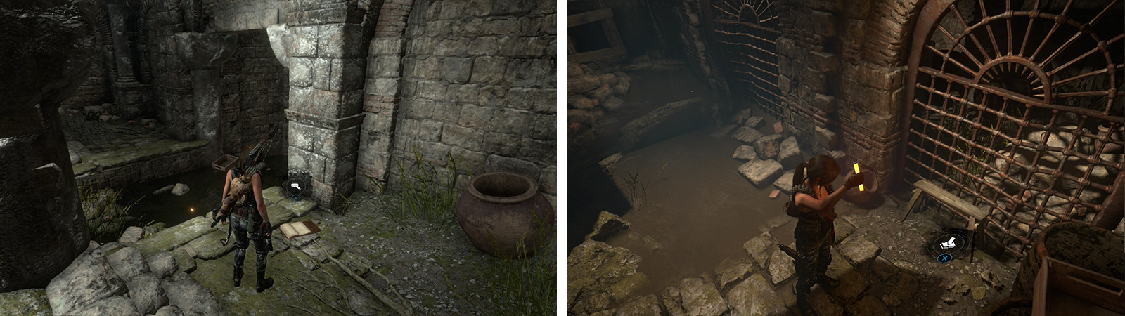 Document 10 (left) and Coin Cache 03 (right) can be found inside the now open trap door.