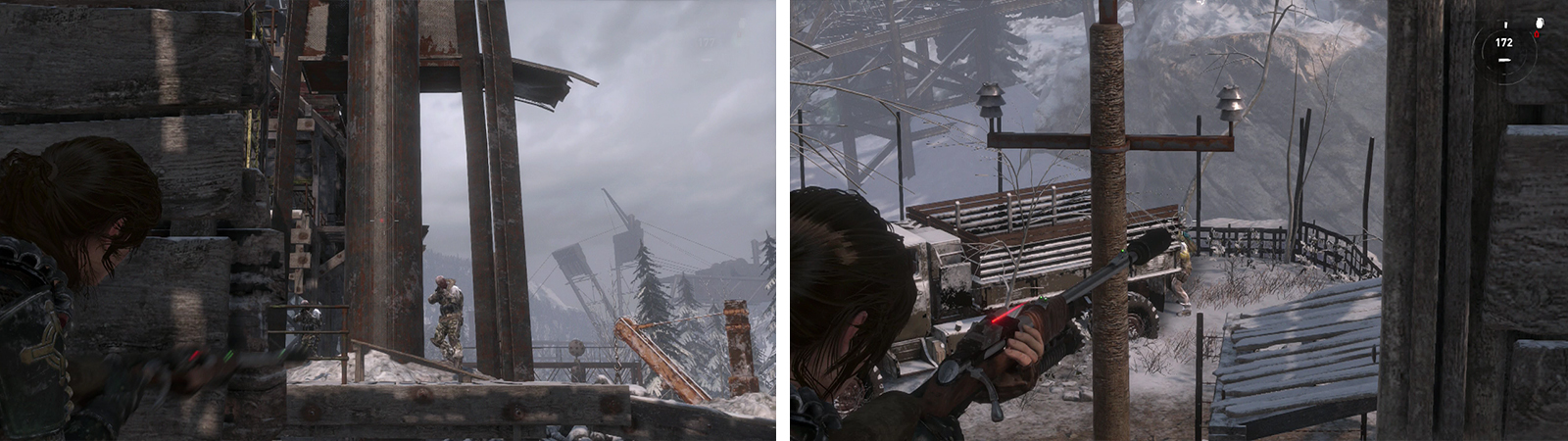 Use the doorframe (left) and windows (right) to take out the Trinity forces from cover.