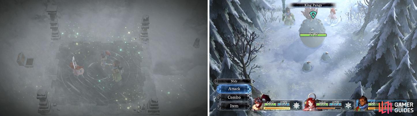 You might recall these altars when going through these areas before (left). Youll have to fight through some King Pengys to get the final altar (right).