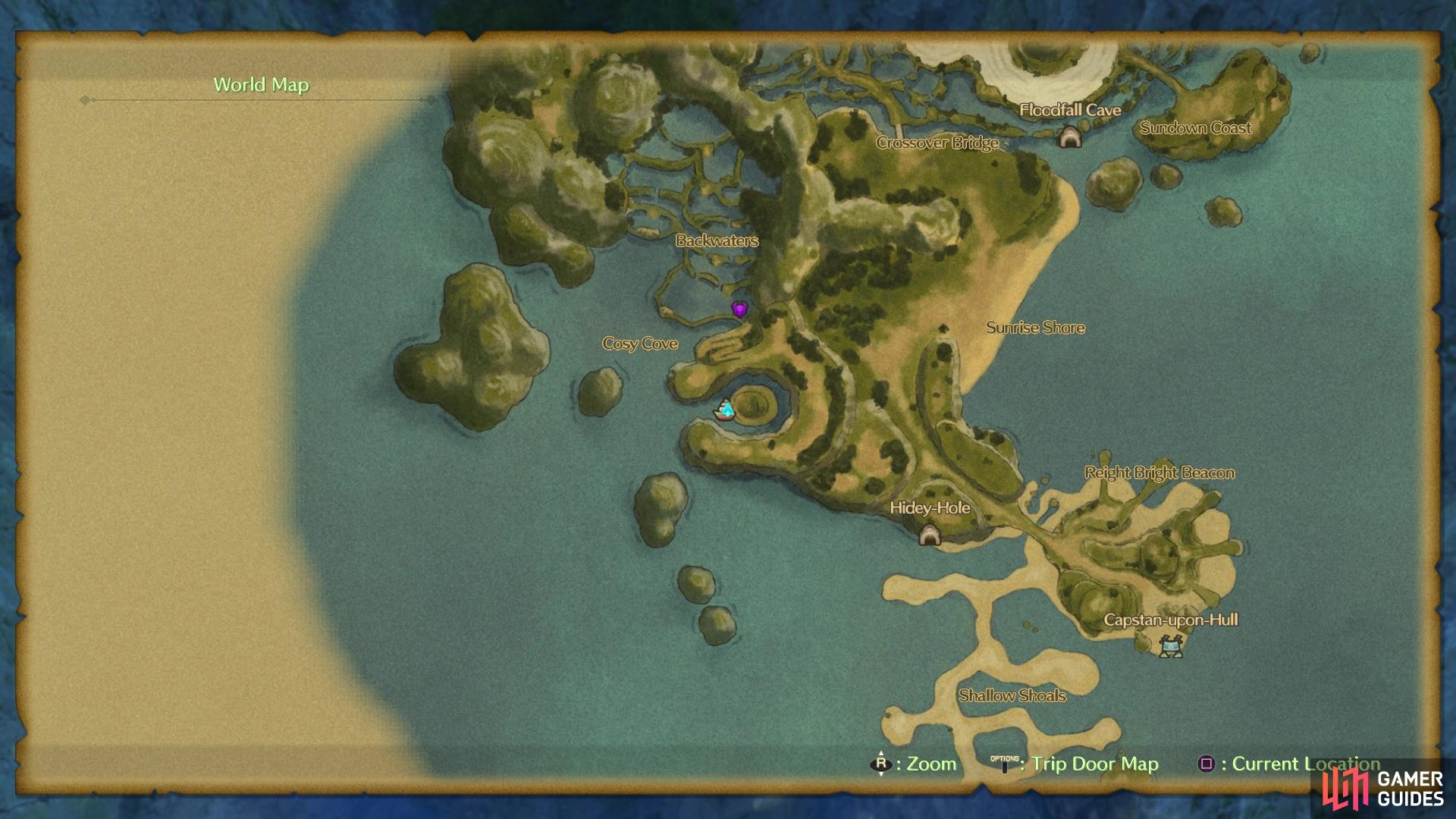 The location of Tidewash Cave on the world map