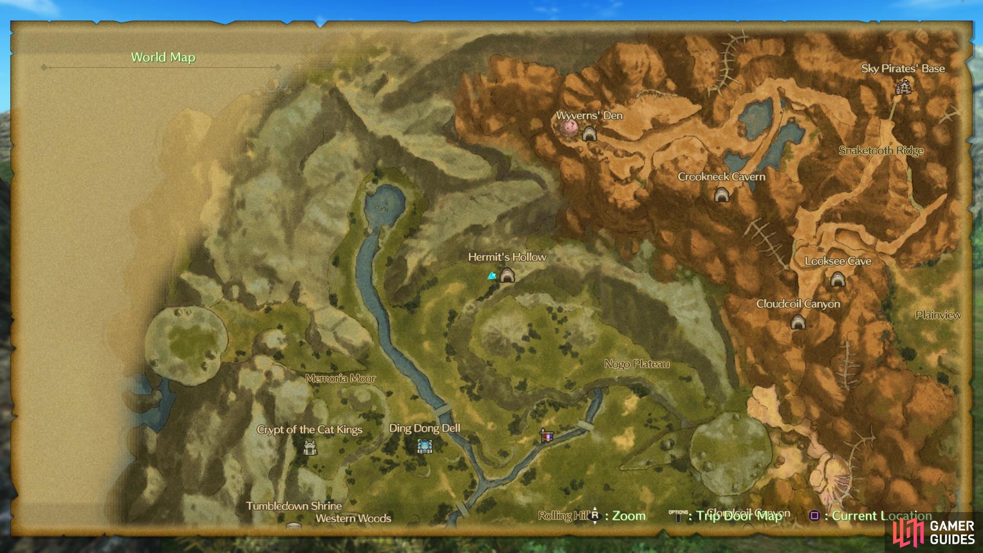 Hermit's Hollow on the world map
