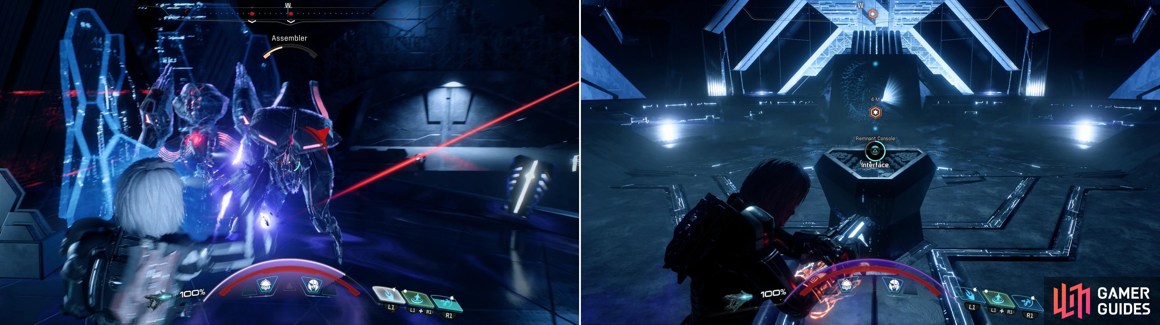 The Remnant will put up a stiff defense (left), fight through them and launch a Remnant ship (right).