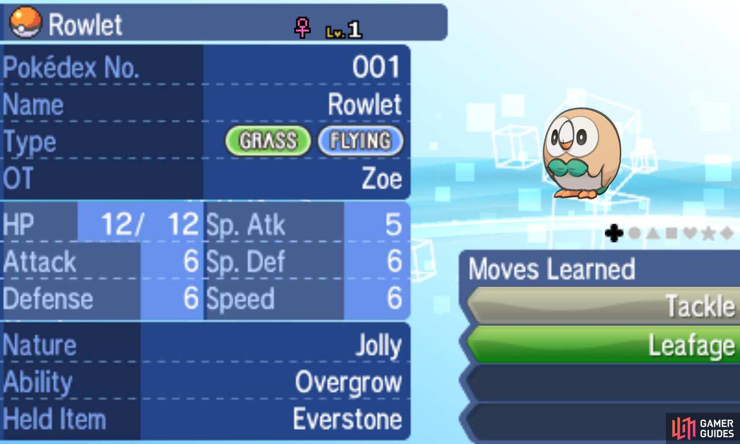 Rowlet  Pokédex