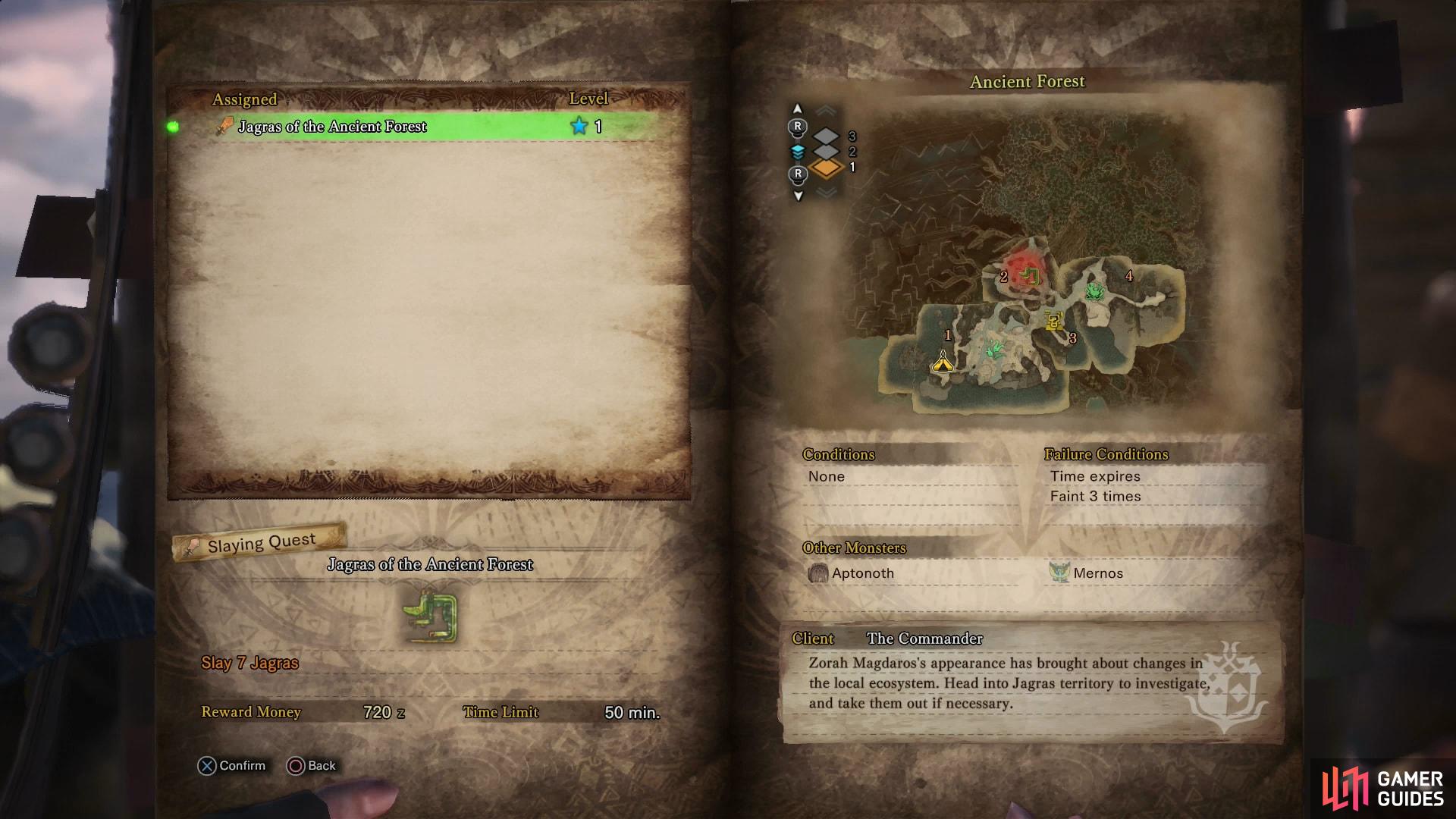 Assignmnets, quests and investigations can be selected via The Handler, or from a quest board