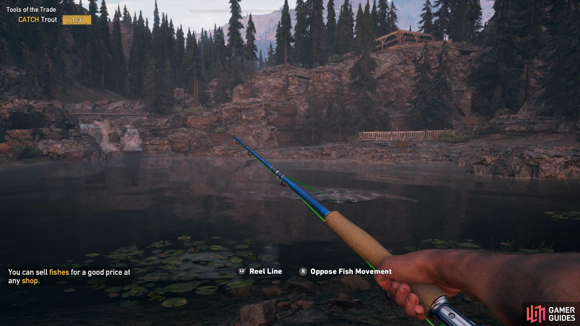 Pull the rod in the opposite direction of the fish to reel it in.