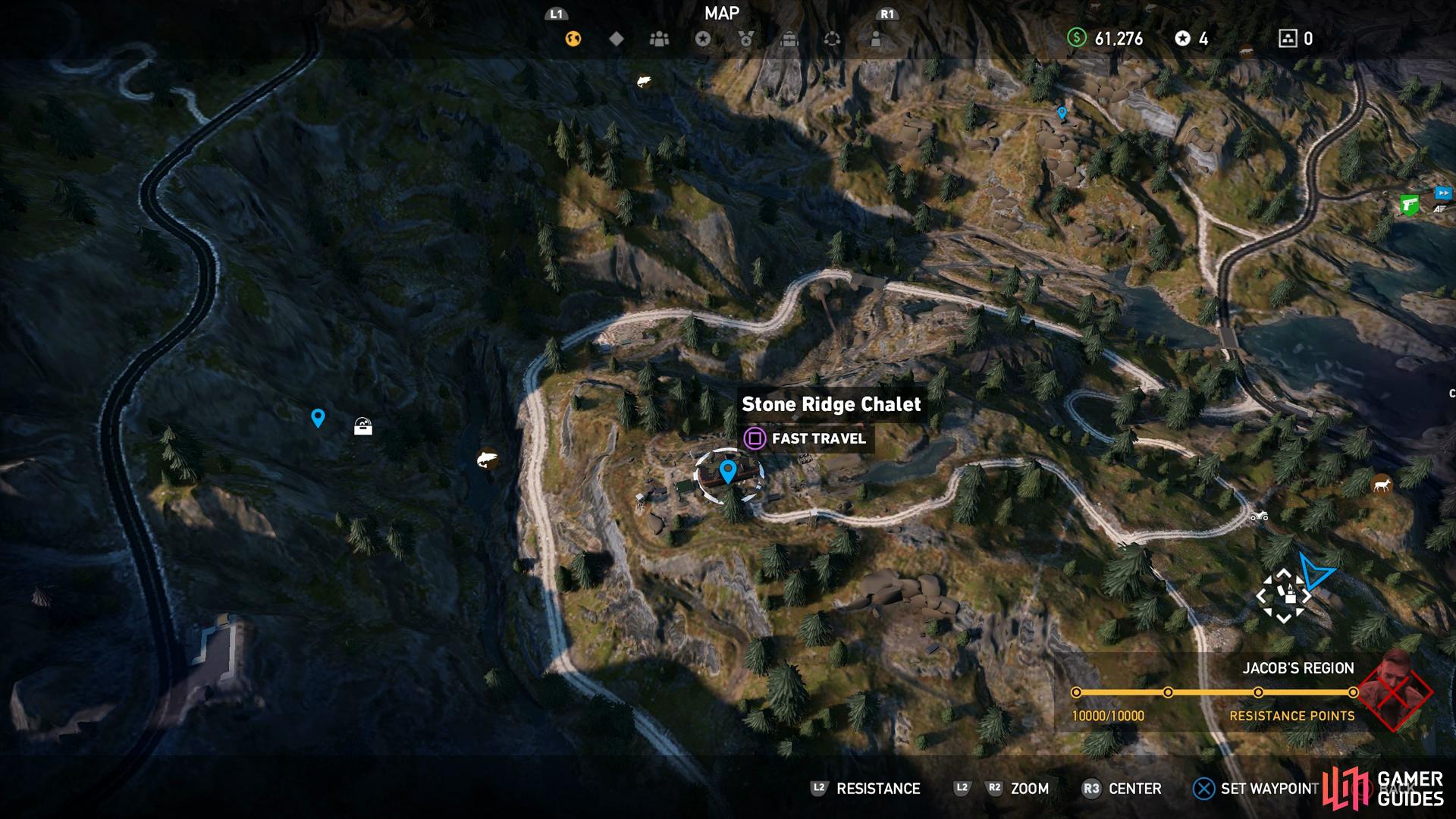 You'll need to travel southeast from Stone Ridge Chalet to reach the bunker