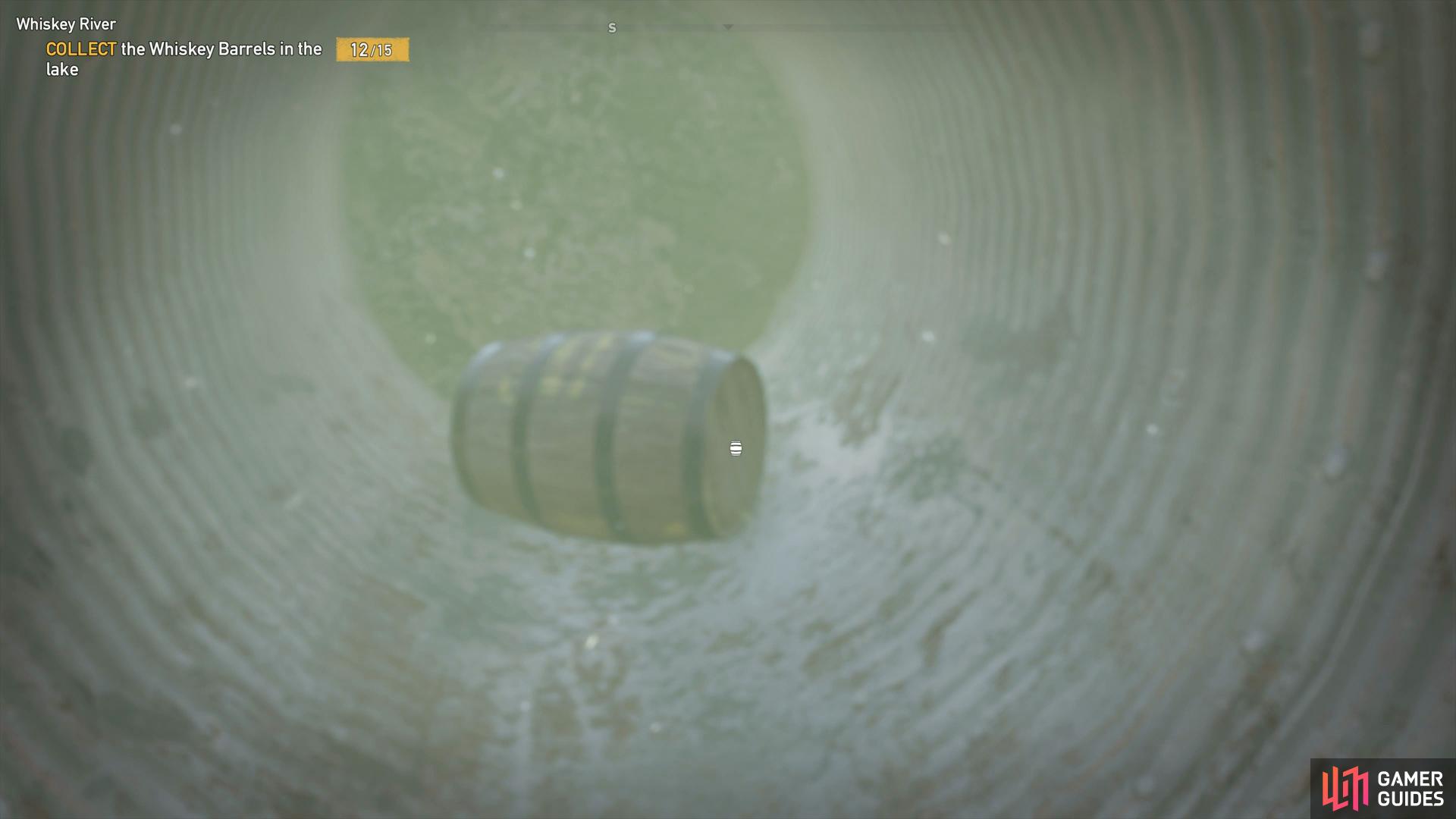 swim into the drainage pipe to find the barrel inside.