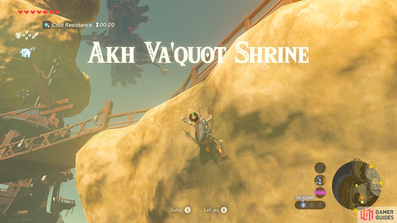 This Shrine serves as the fast-travel point for the Rito Village. It's above this cliff