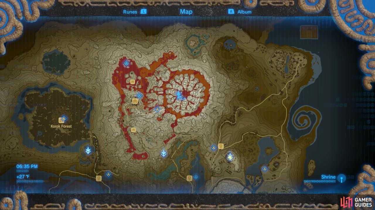 The Akkala region is directly east of the Eldin Region.