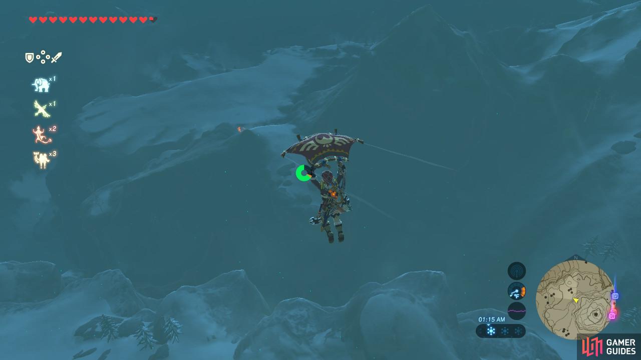 From here you can already see the glow of an underground Shrine