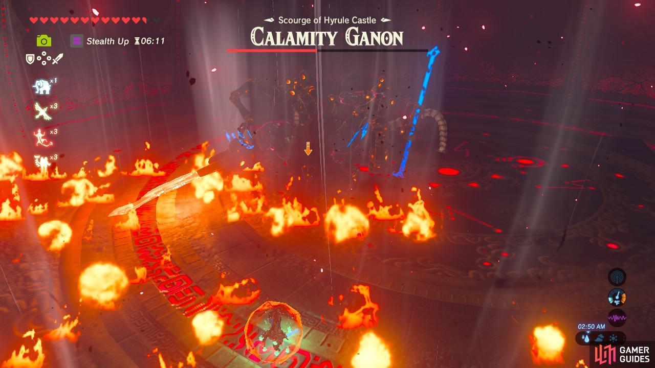 Calamity Ganon's fiery sword sweep will leave behind updrafts